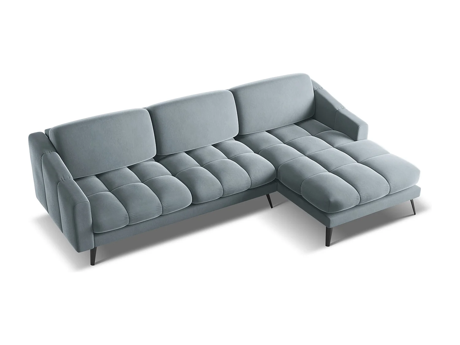 Ecksofa - Ecke Rechts - Samt - Hellblau - NALU