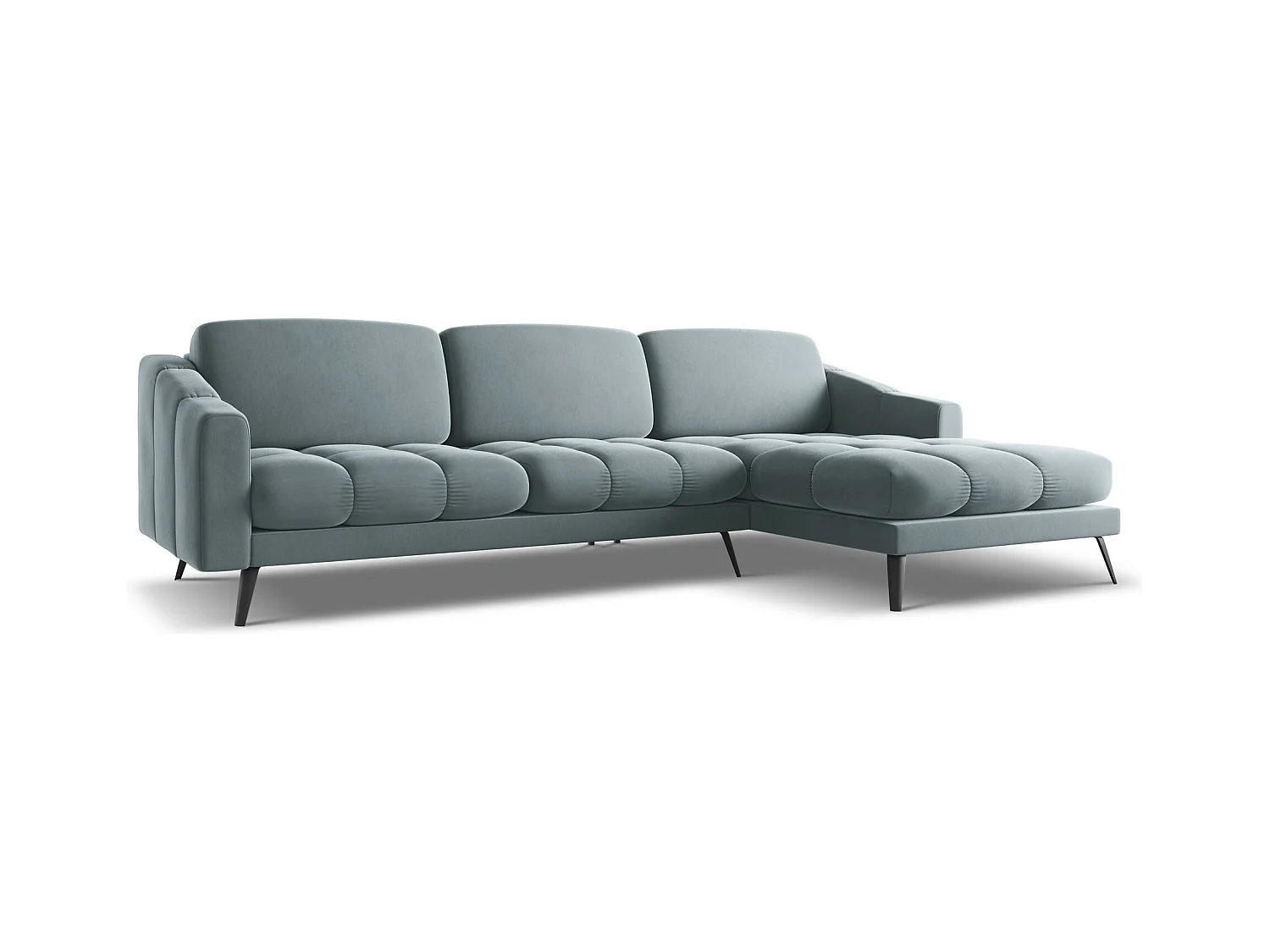 Ecksofa - Ecke Rechts - Samt - Hellblau - NALU
