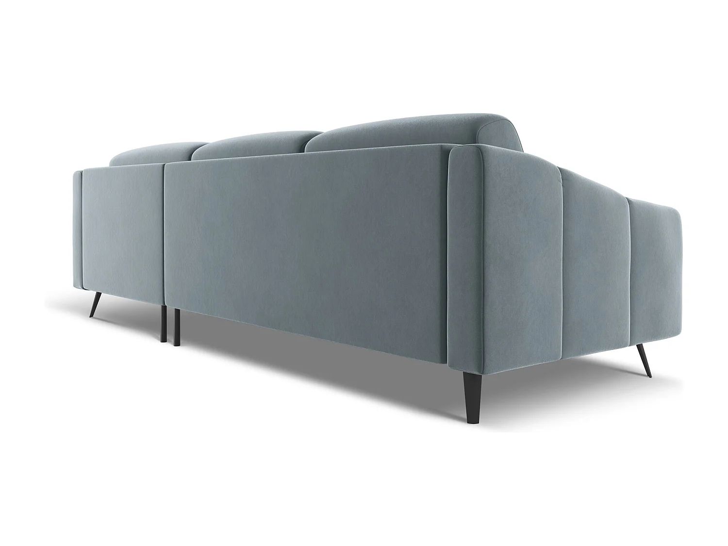 Canapé d'angle droit en velours - bleu clair - NALU