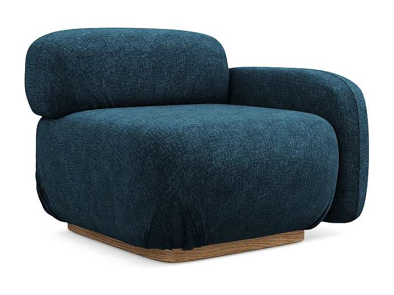 Module avec accoudoirs droit en tissu chenille - bleu royal - AILANI