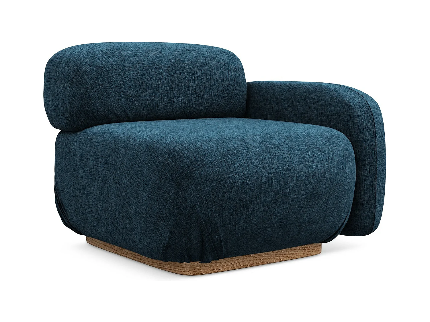 Module avec accoudoirs droit en tissu chenille - bleu royal - AILANI