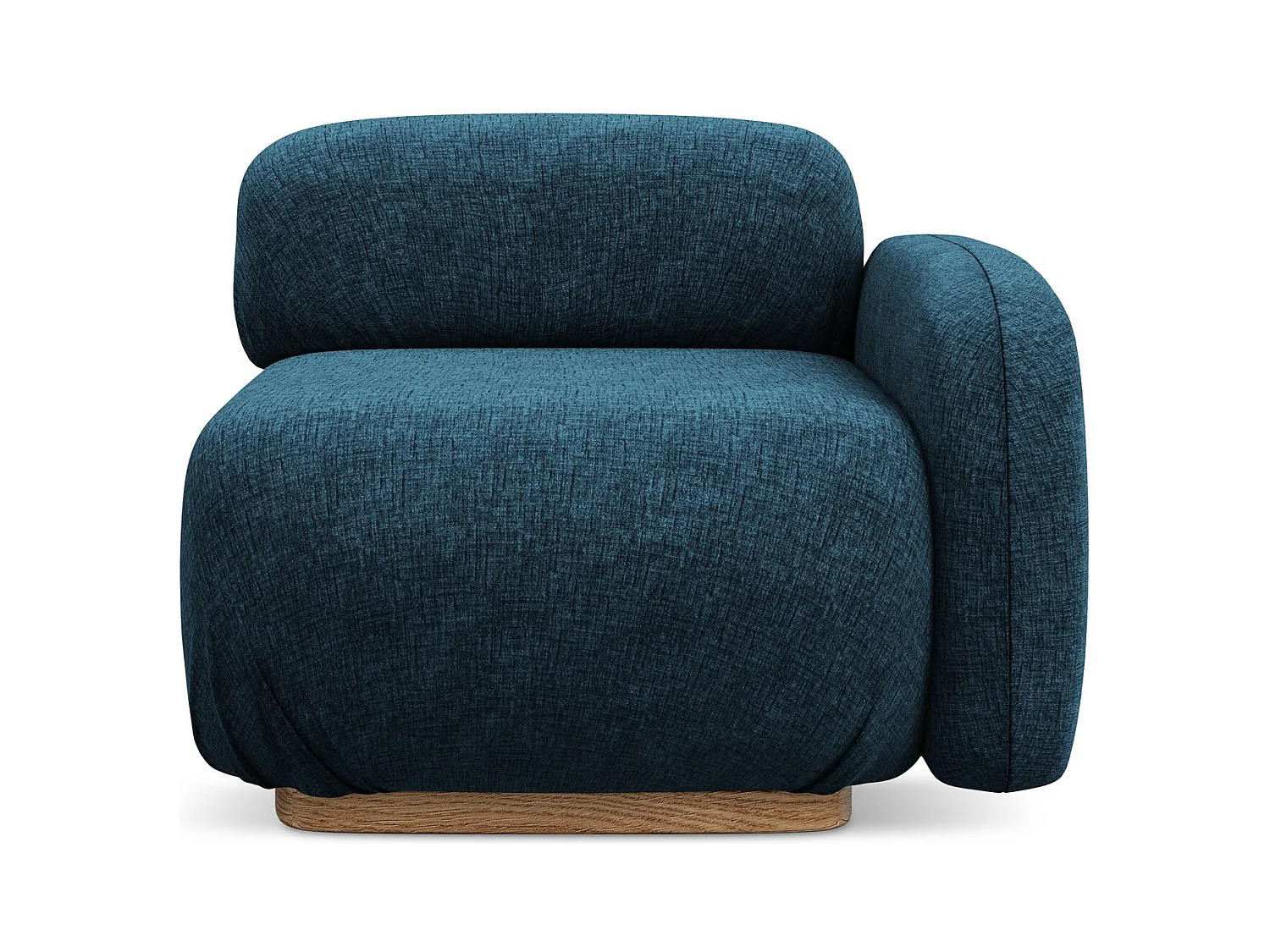 Bankmodule met armleuning rechts van koningsblauw chenille stof - AILANI