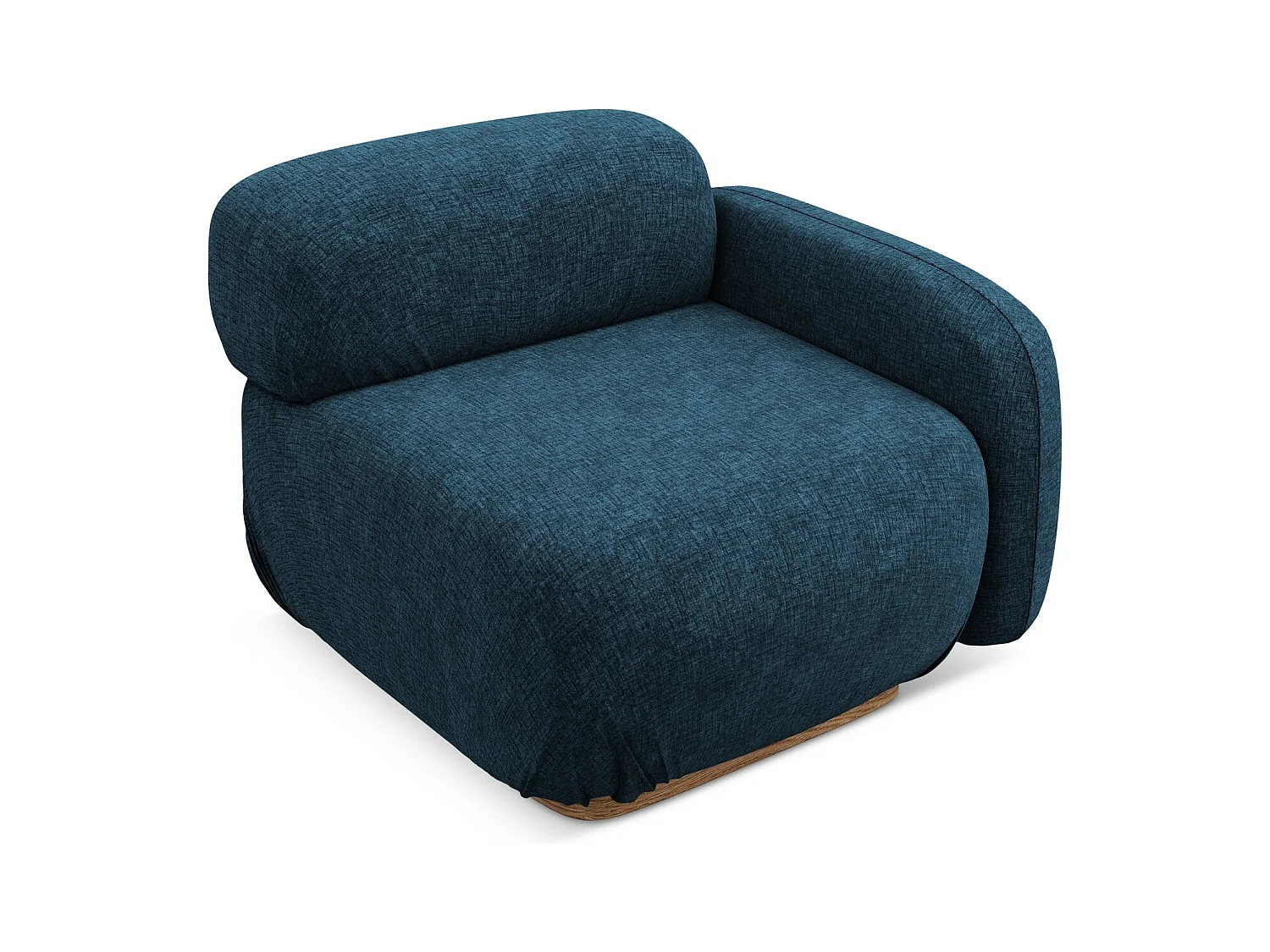 Bankmodule met armleuning rechts van koningsblauw chenille stof - AILANI