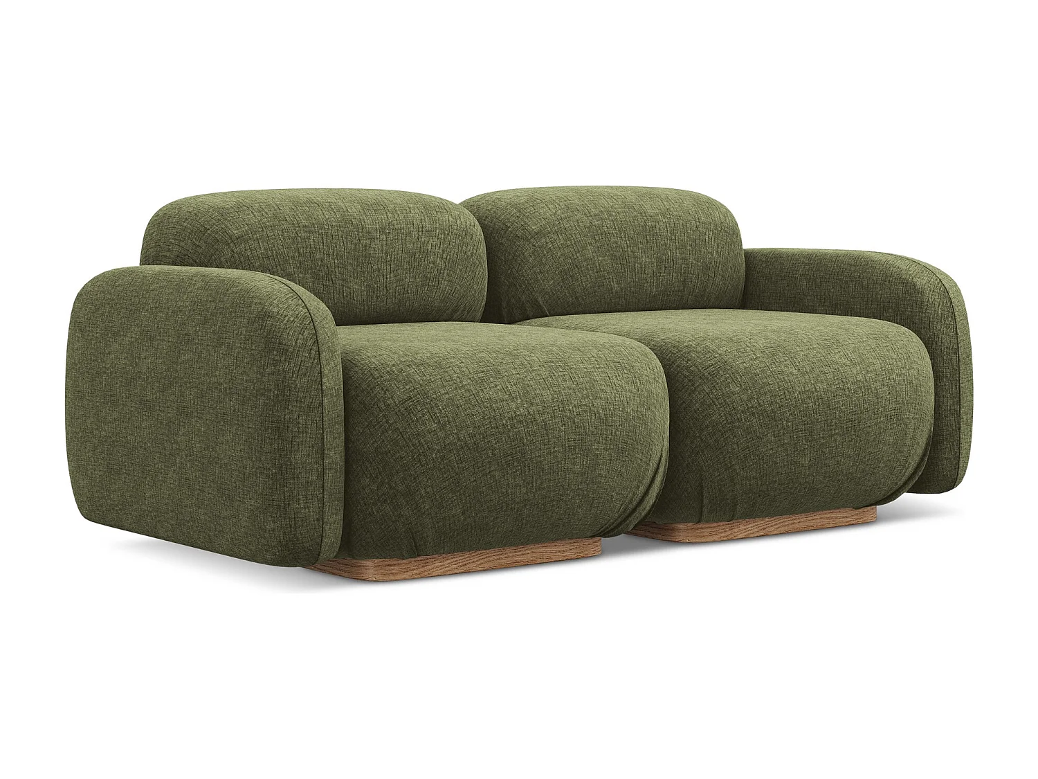 Canapé modulable 3 places en tissu chenille - olive - AILANI