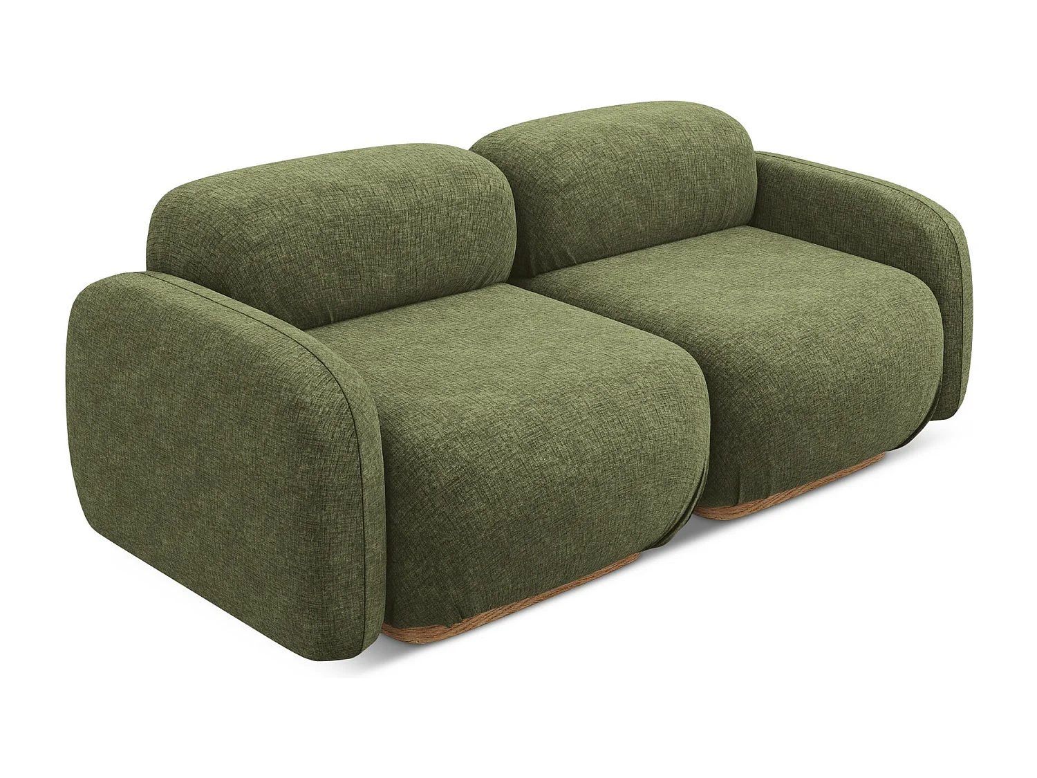 Canapé modulable 3 places en tissu chenille - olive - AILANI