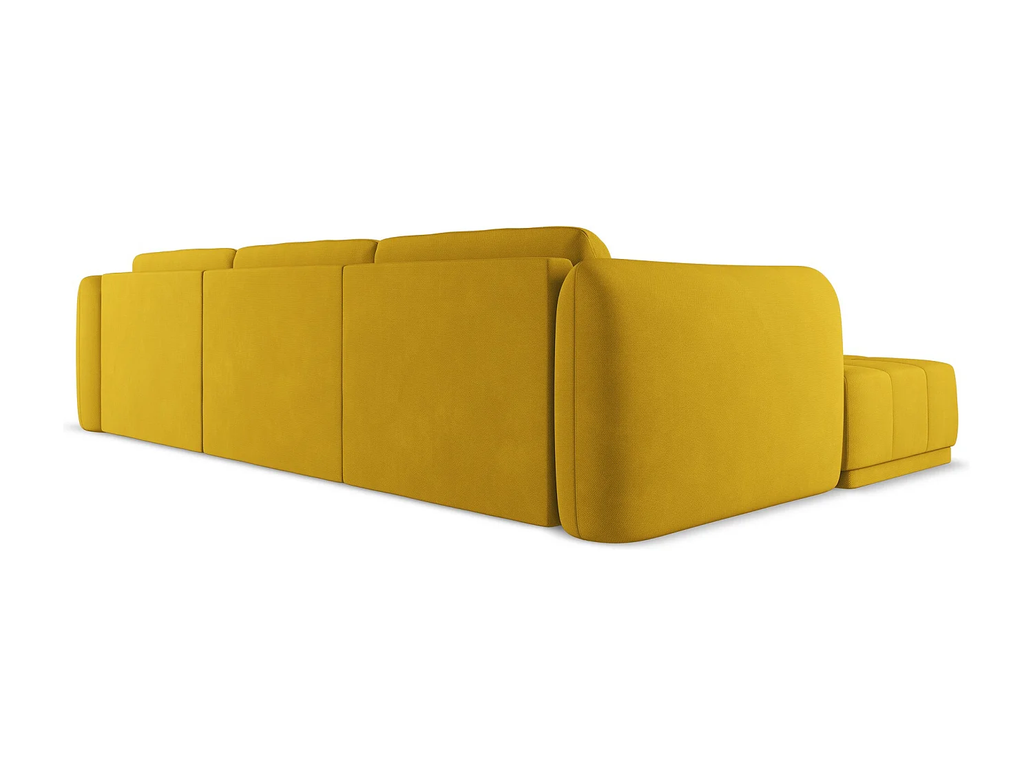 Sofá de canto esquerdo 3 lugares em tecido chenille mostarda - HOKU