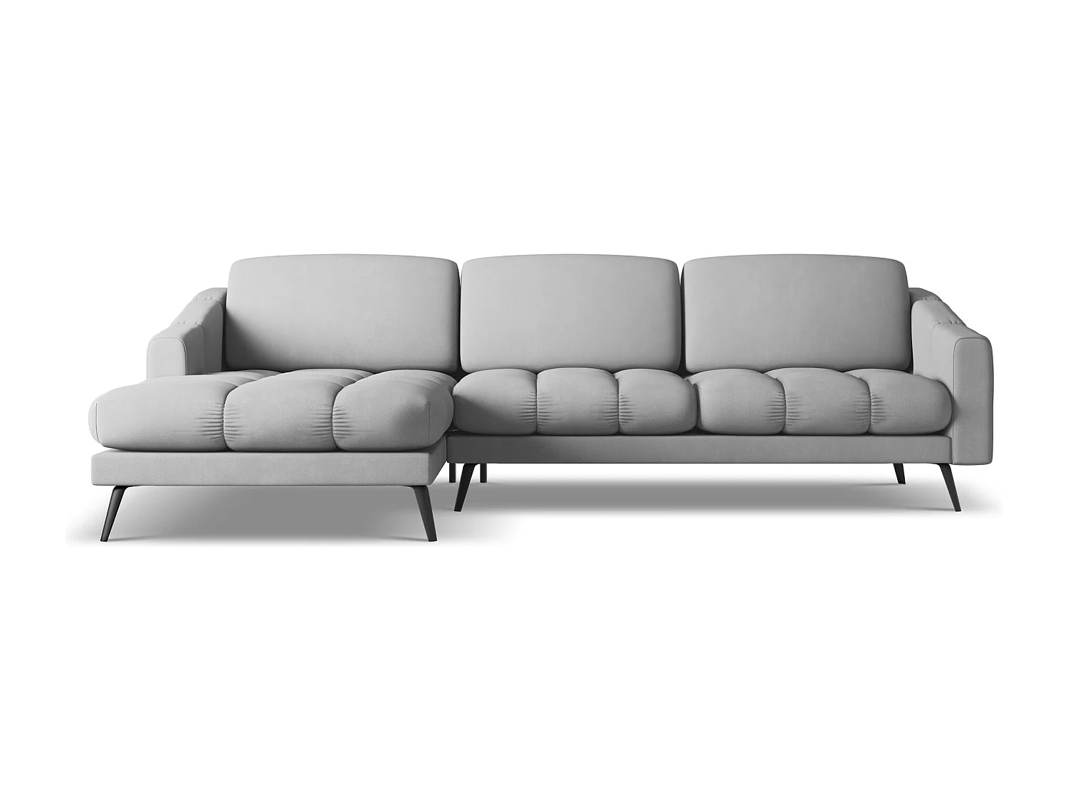 Hoekbank links van lichtgrijs chenille stof - NALU