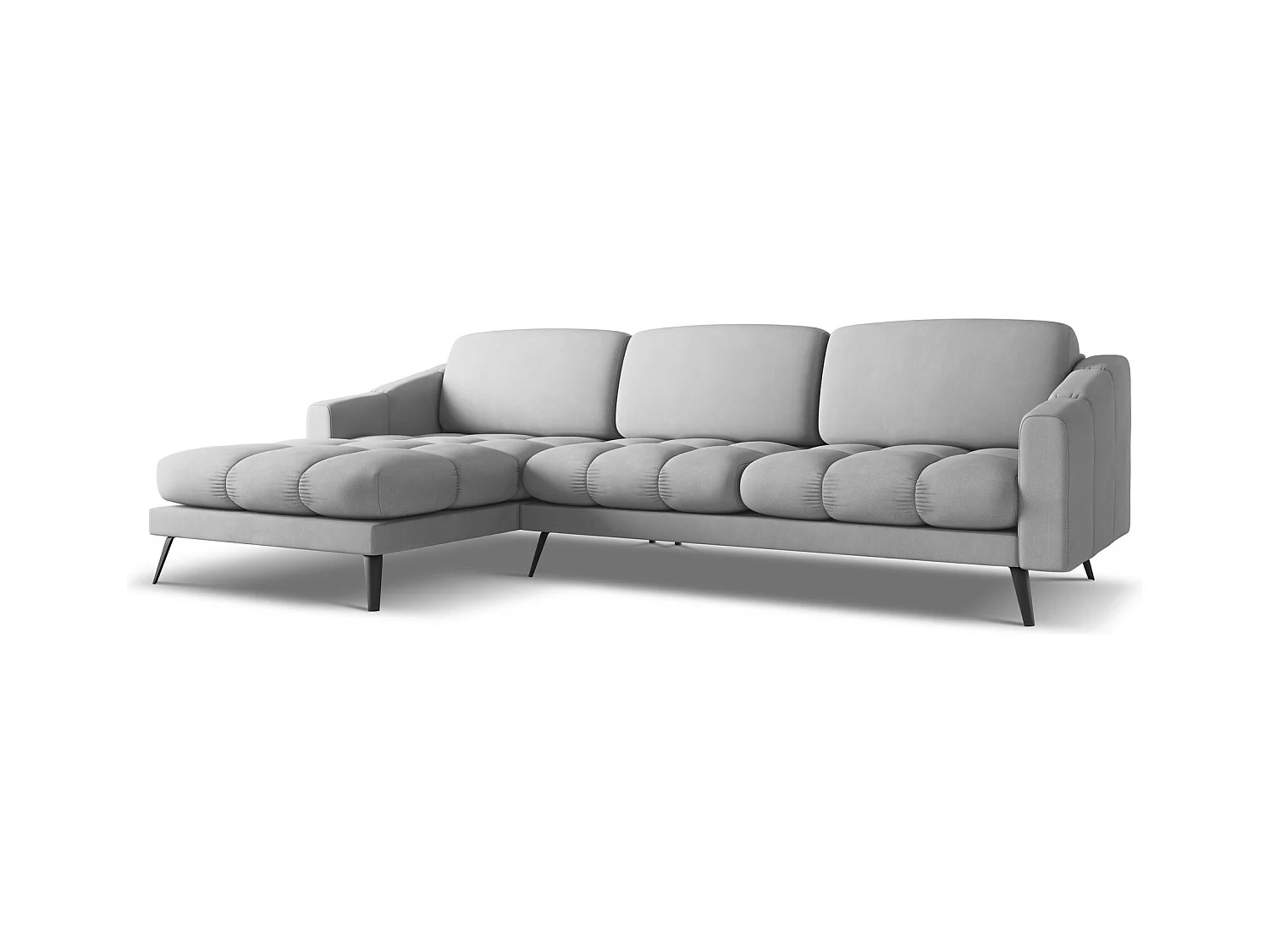 Canapé d'angle gauche en tissu chenille - gris clair - NALU