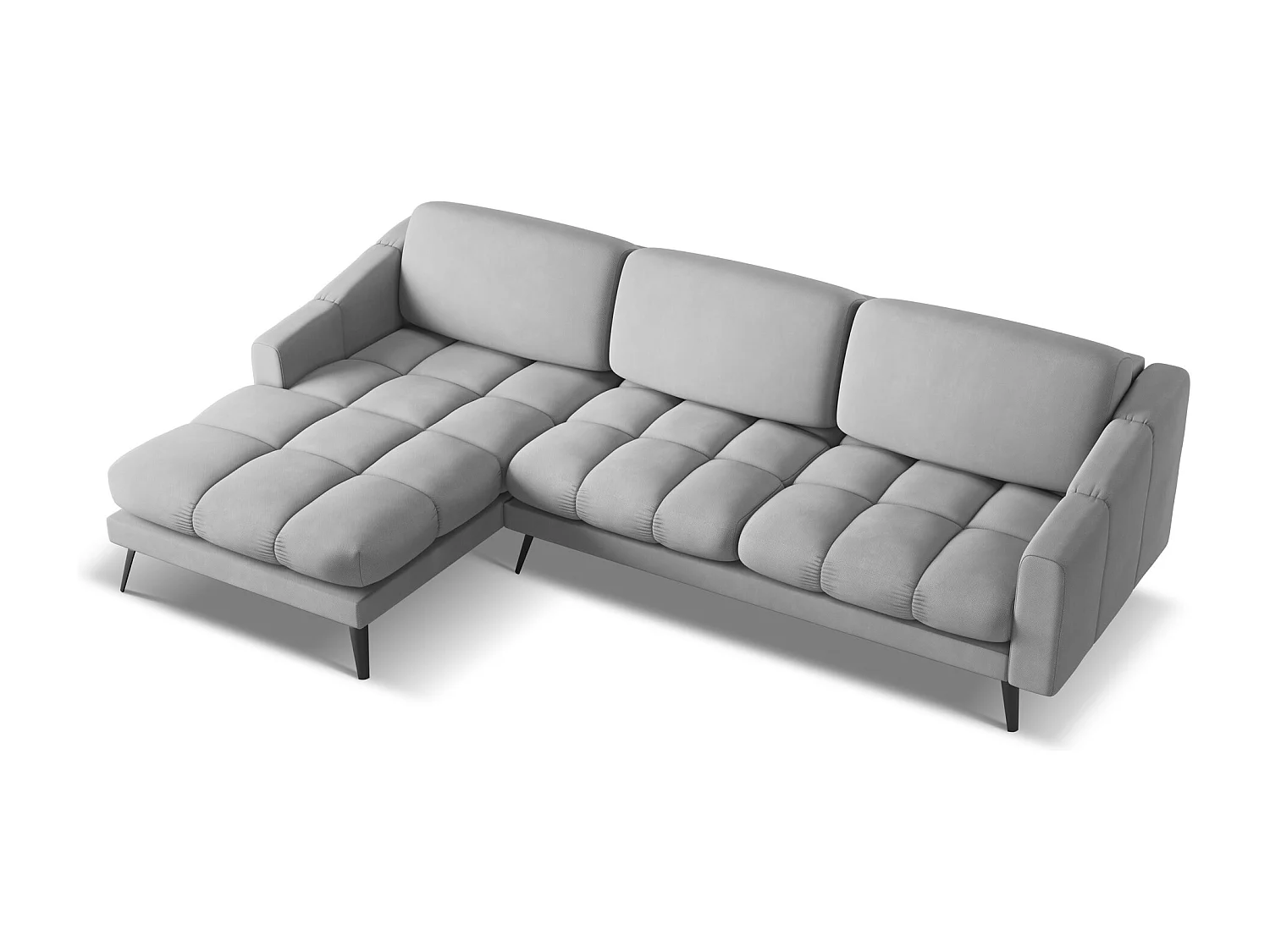 Canapé d'angle gauche en tissu chenille - gris clair - NALU