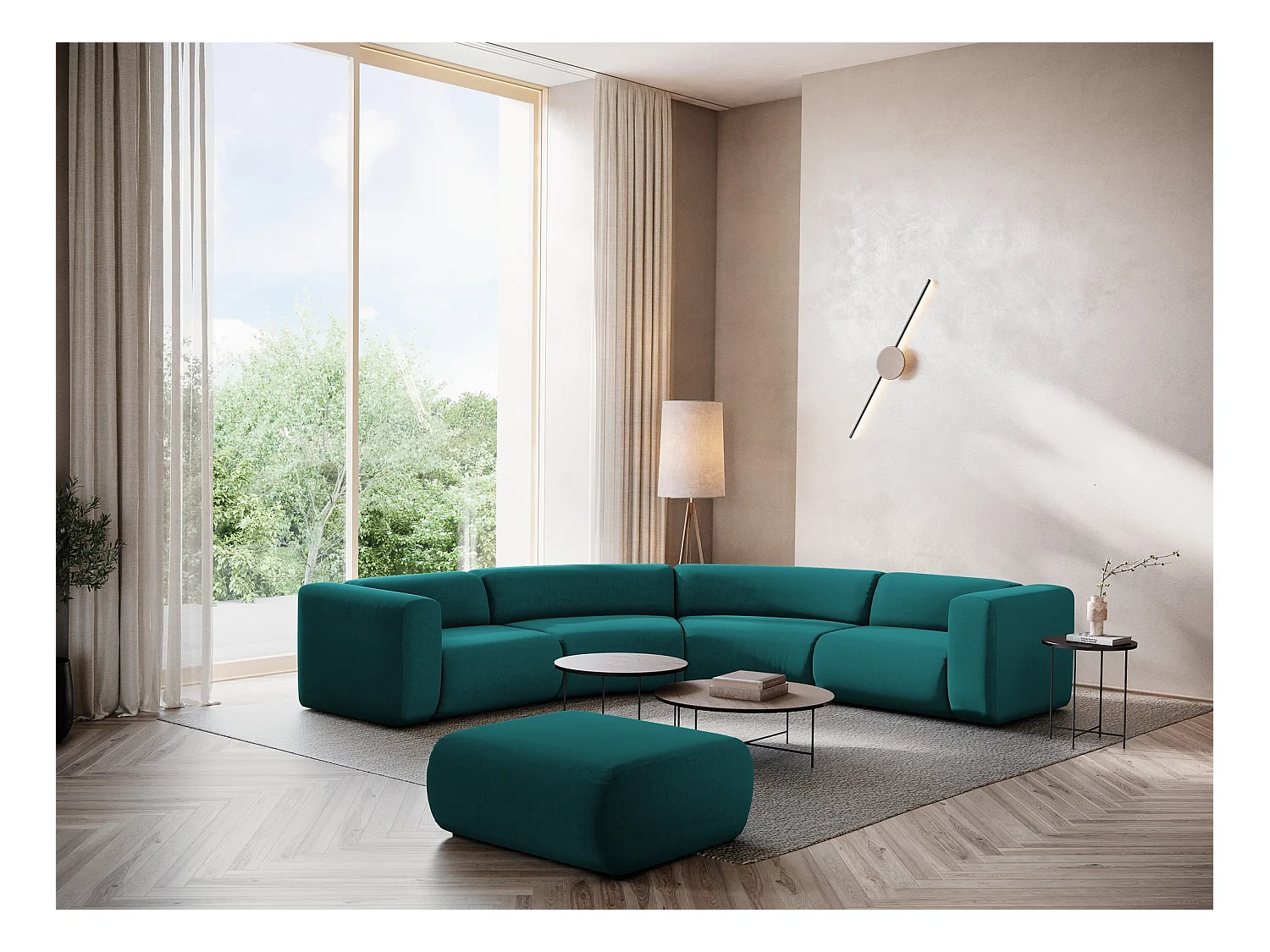 Modulares Ecksofa - - Samt - Marine - EKAHI