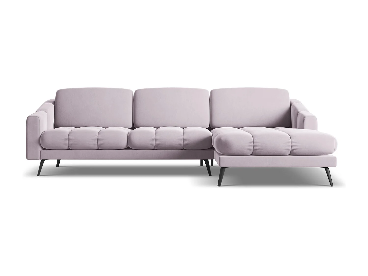 Narożnik prawostronny - z tkaniny welwetowej - lawendowy - NALU