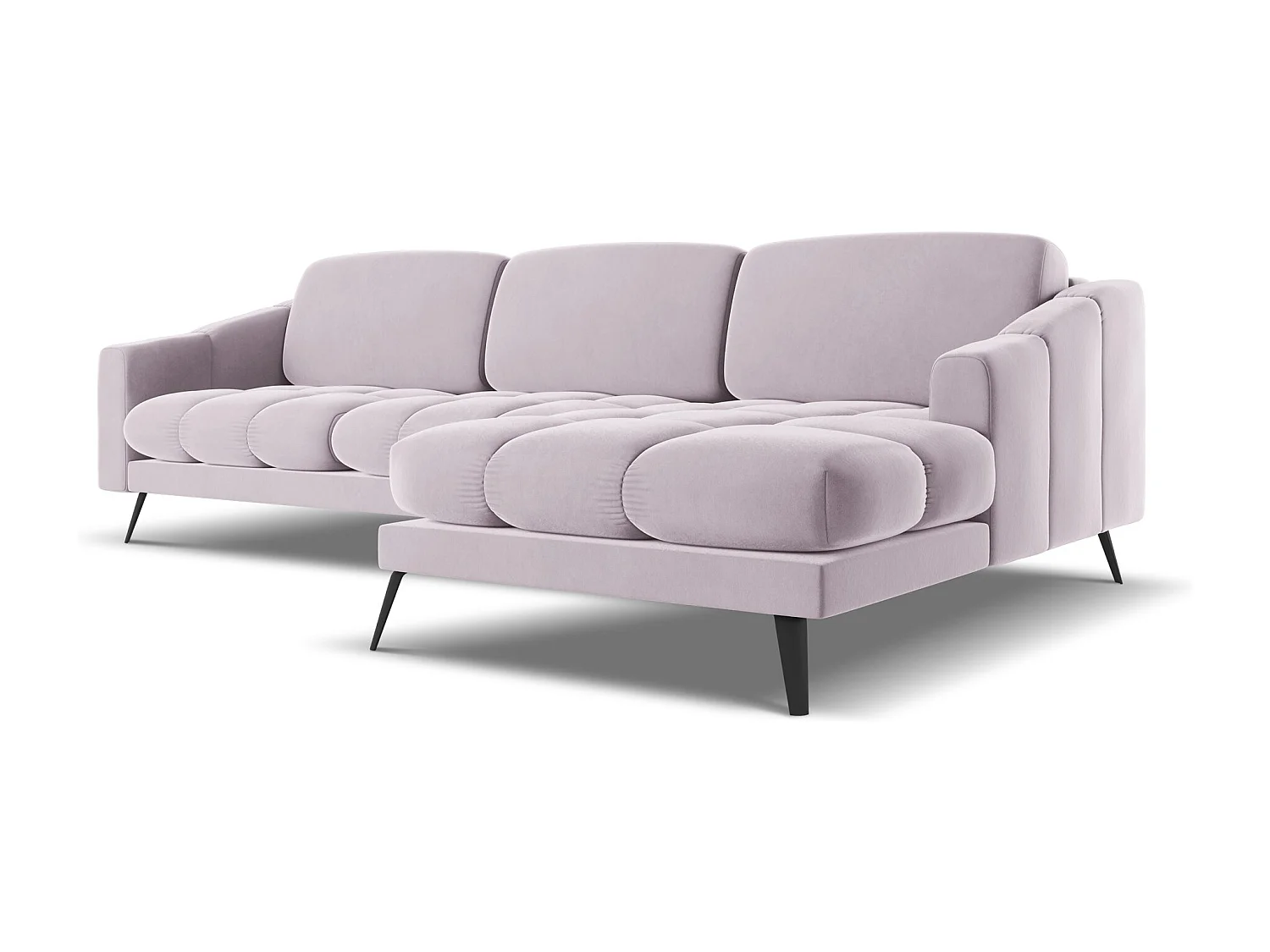 Canapé d'angle droit en velours - lavande - NALU