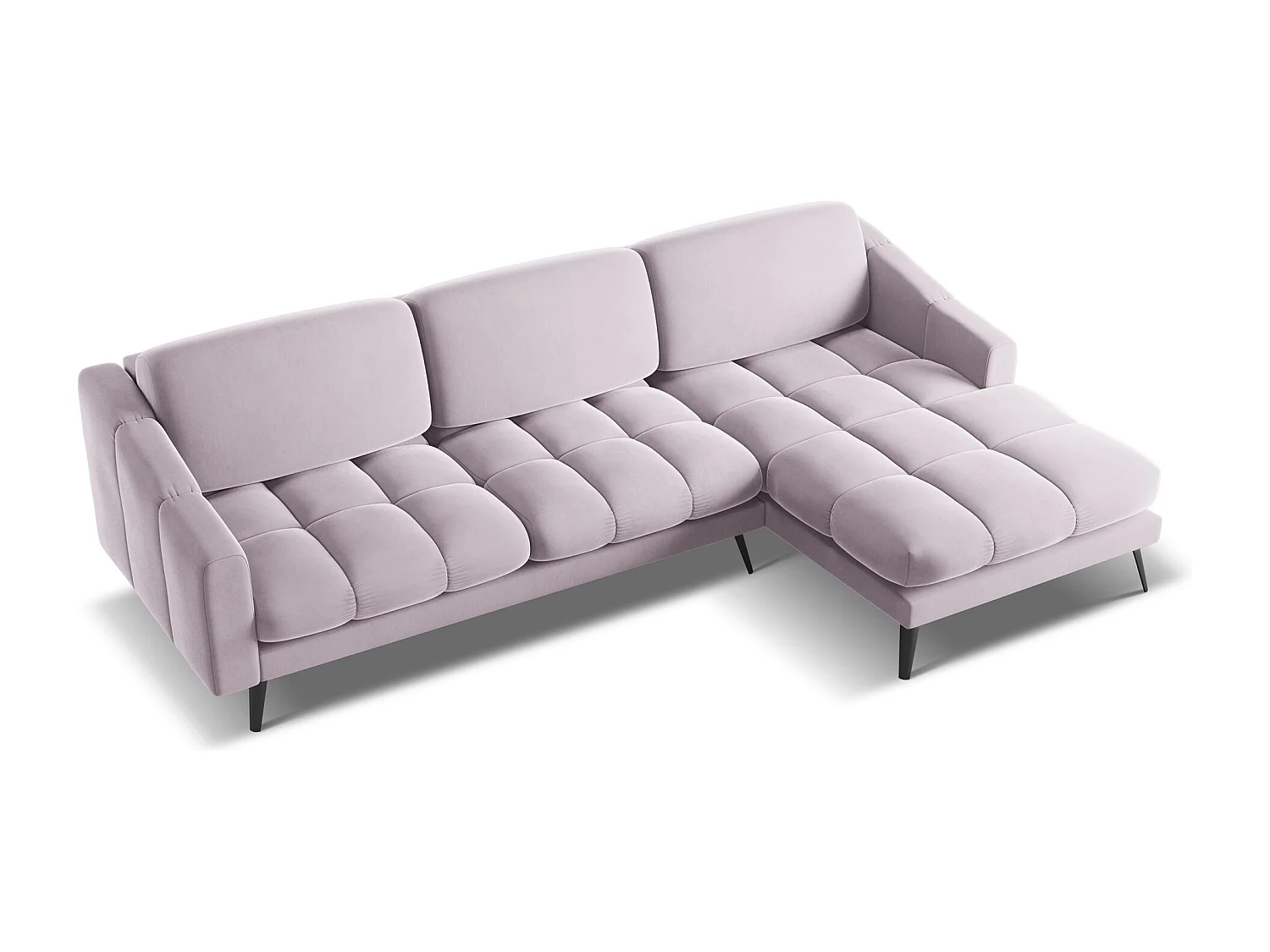 Canapé d'angle droit en velours - lavande - NALU