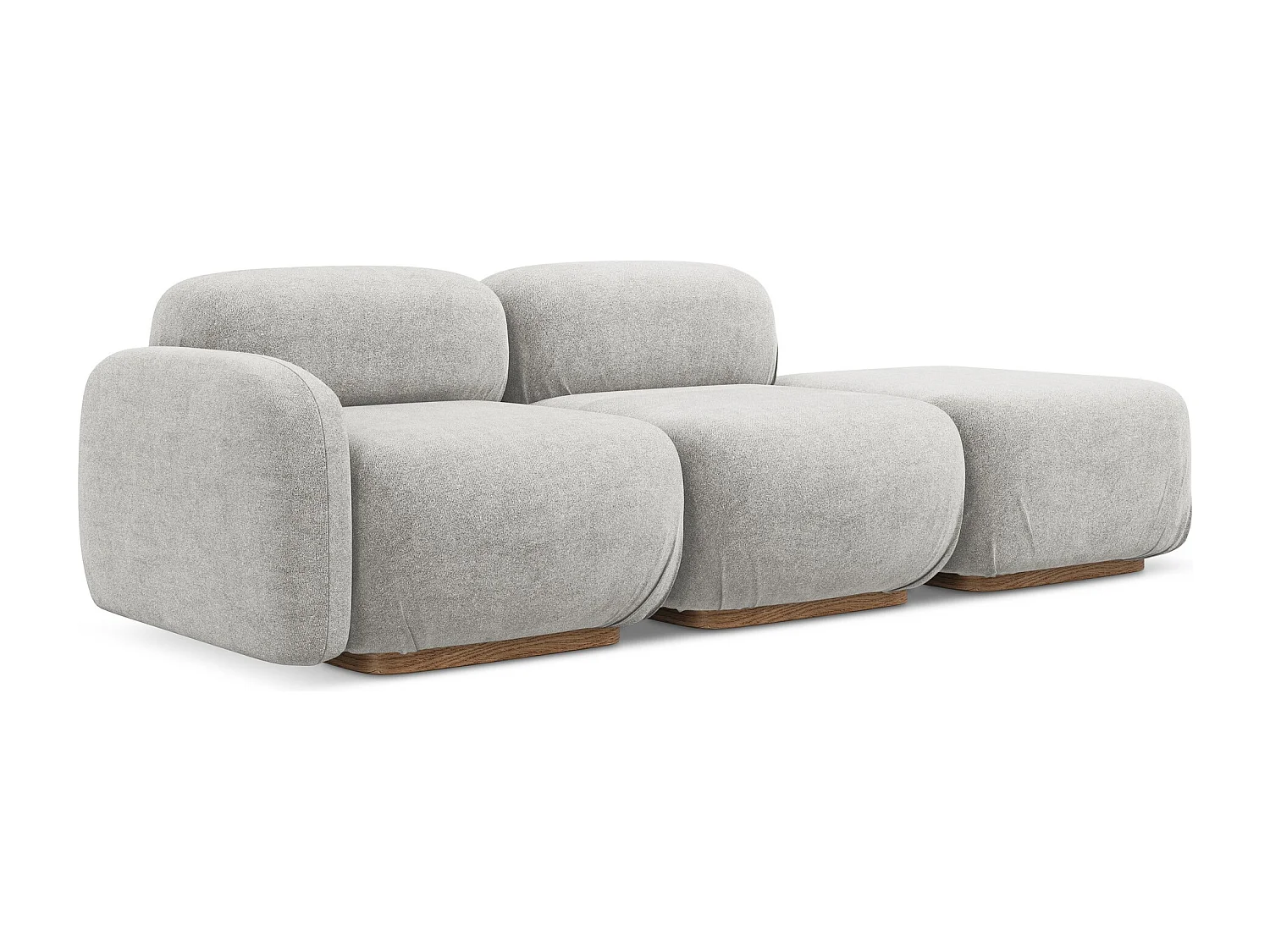 Canapé modulable 3 places droit en tissu bouclette - argent - AILANI