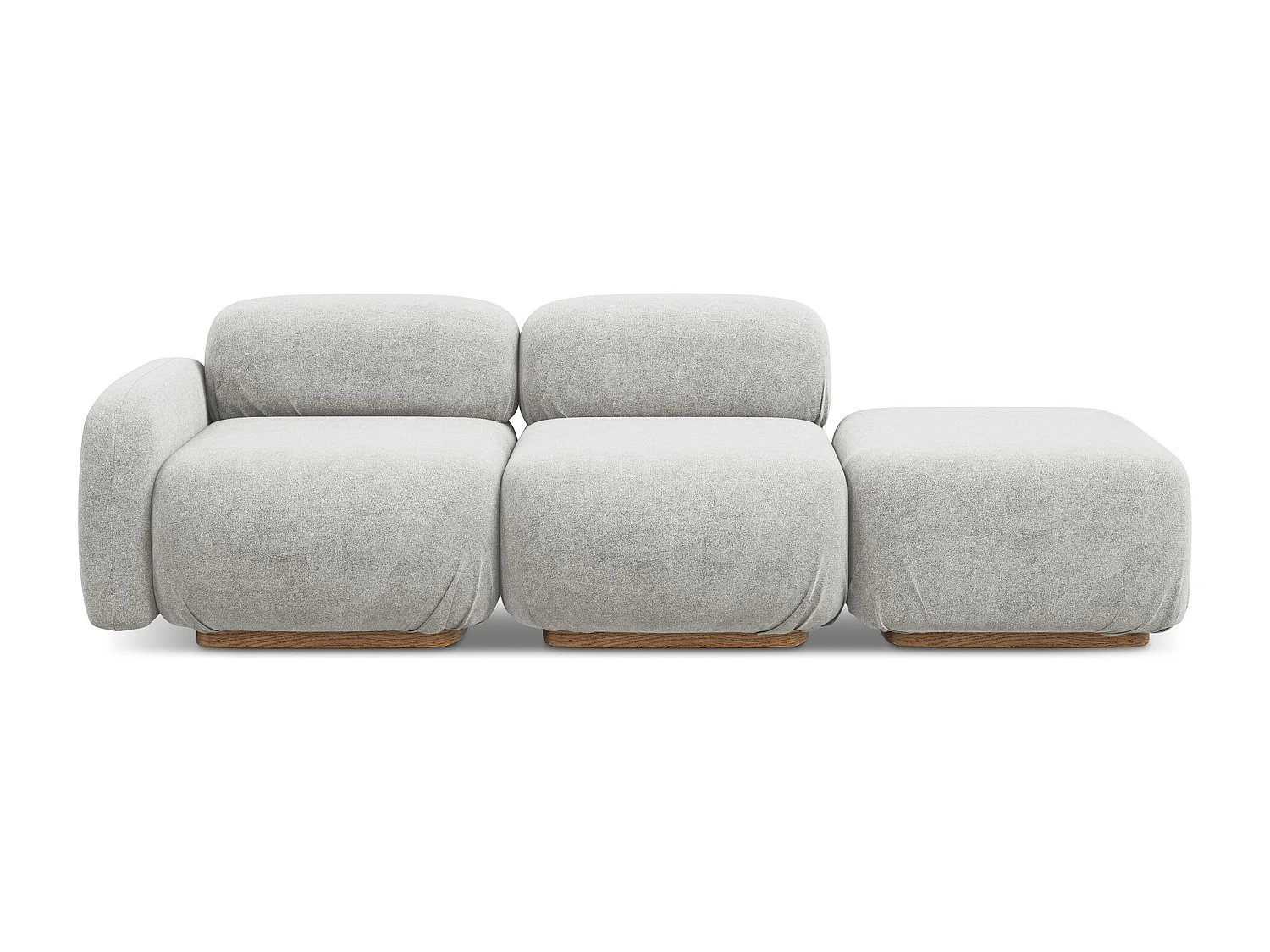 Canapé modulable 3 places droit en tissu bouclette - argent - AILANI