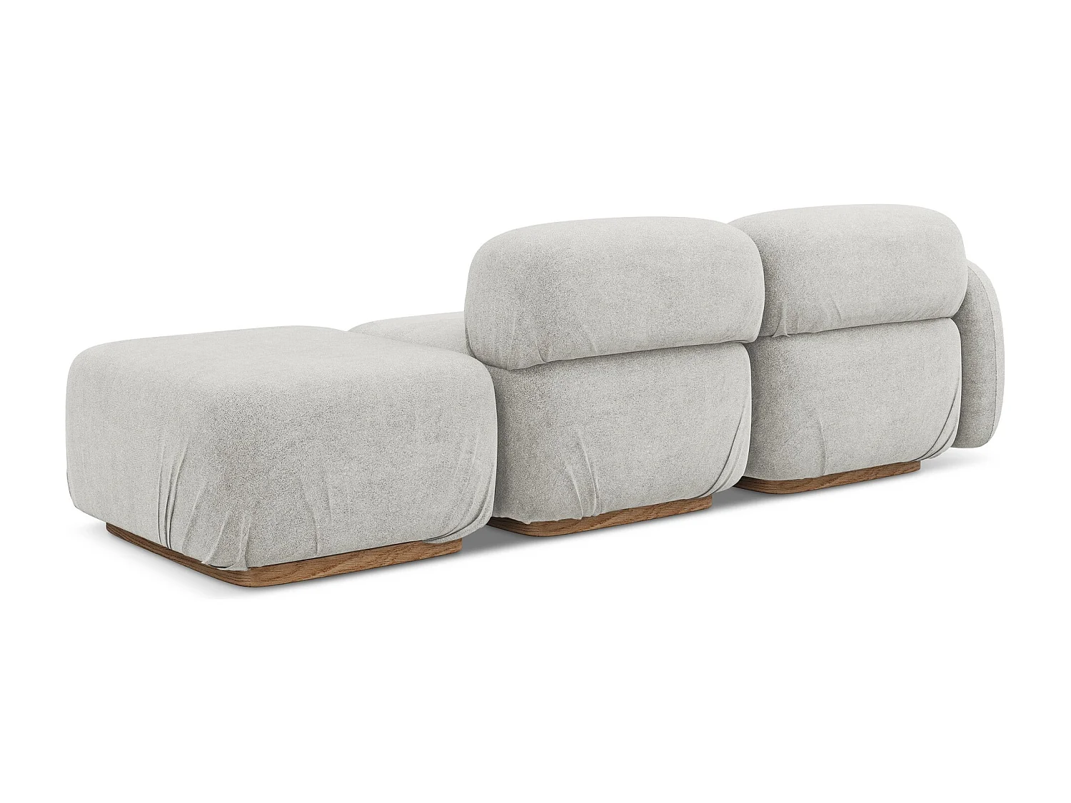 Canapé modulable 3 places droit en tissu bouclette - argent - AILANI