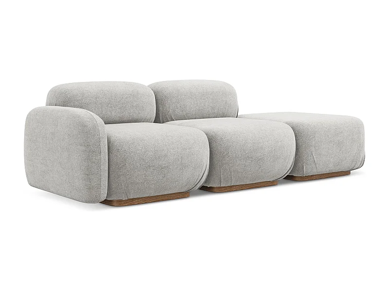 Canapé modulable 3 places droit en tissu bouclette - argent - AILANI