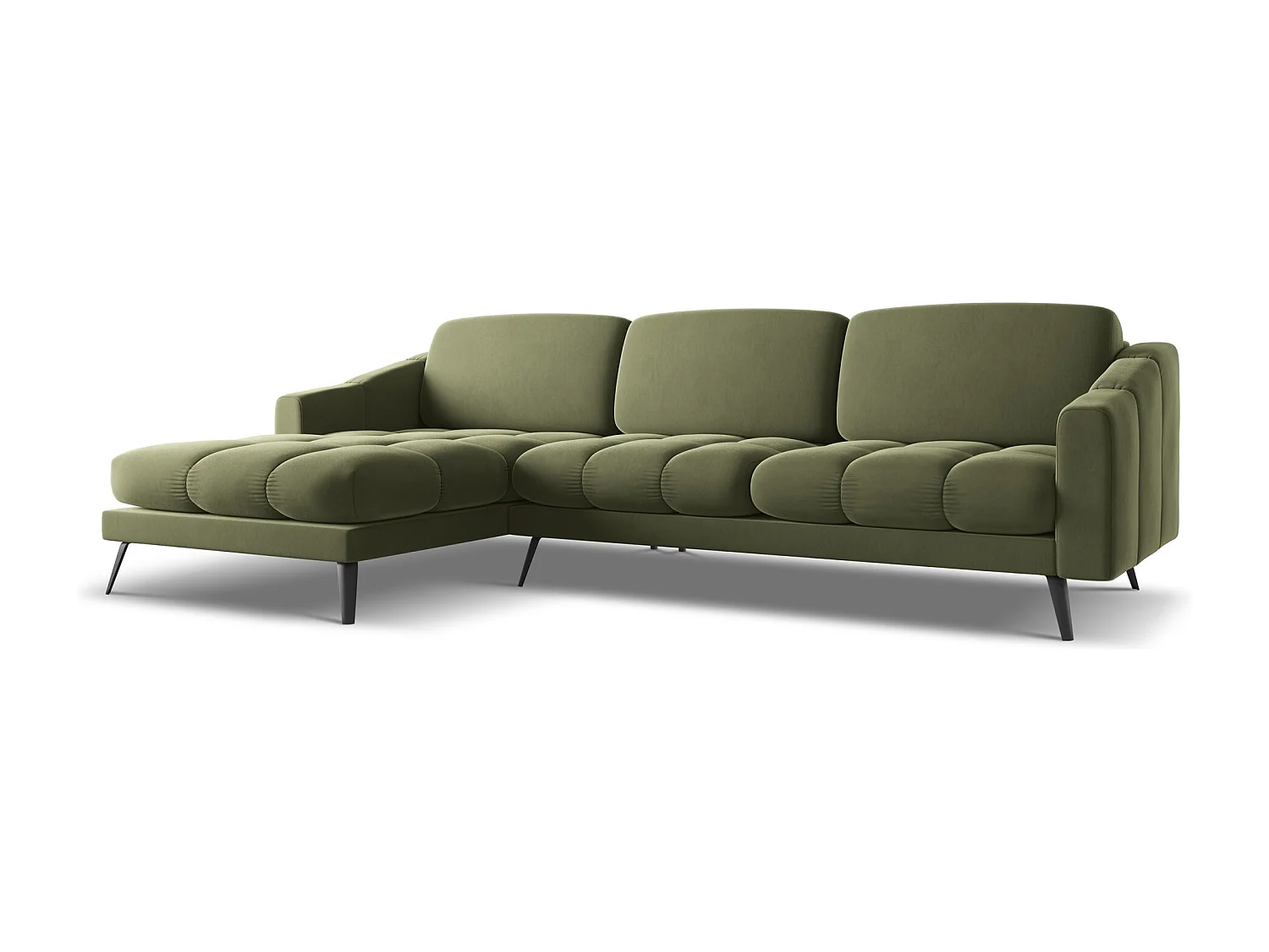 Ecksofa - Ecke Links - Samt - Olive - NALU