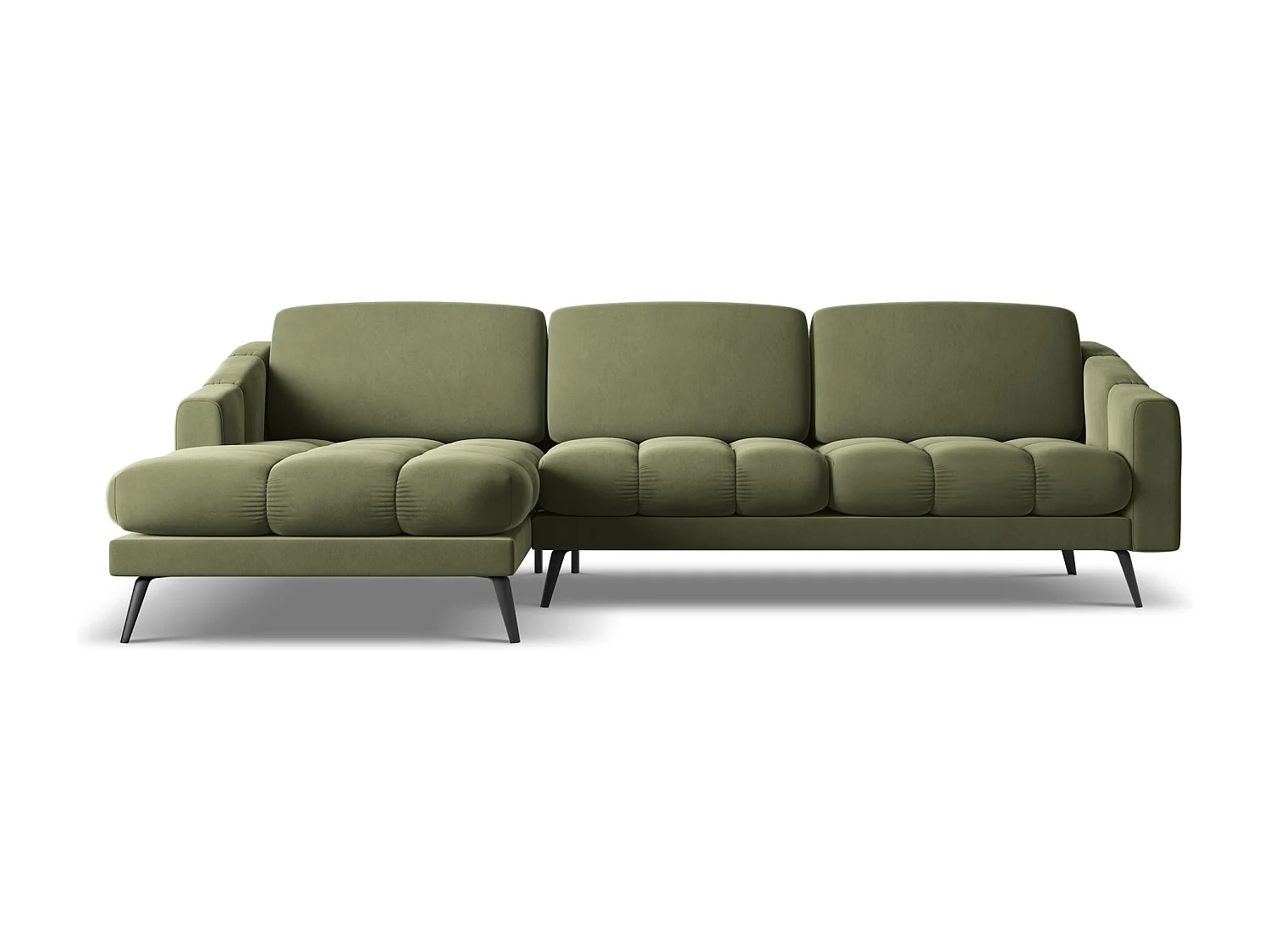 Ecksofa - Ecke Links - Samt - Olive - NALU