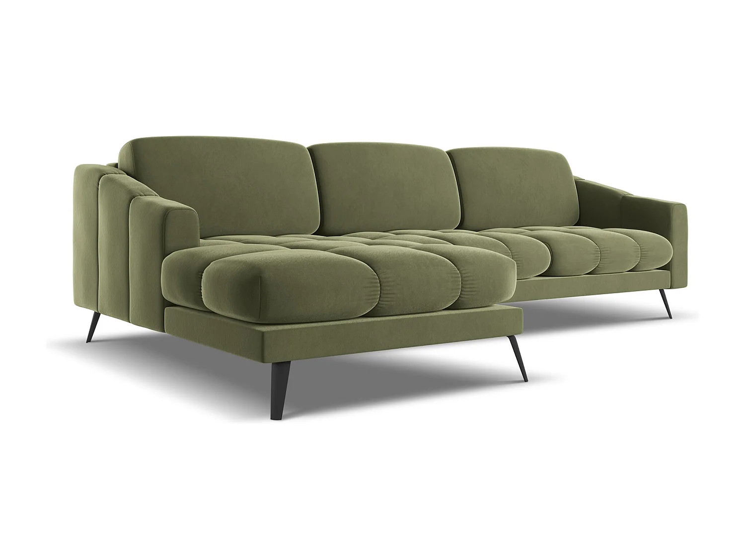 Ecksofa - Ecke Links - Samt - Olive - NALU