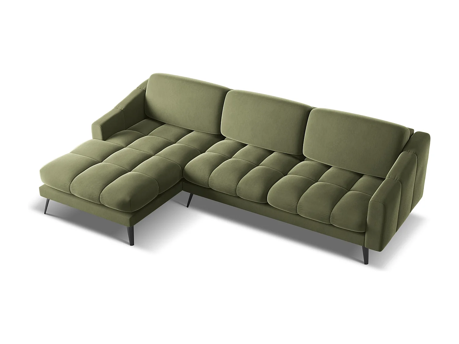 Ecksofa - Ecke Links - Samt - Olive - NALU