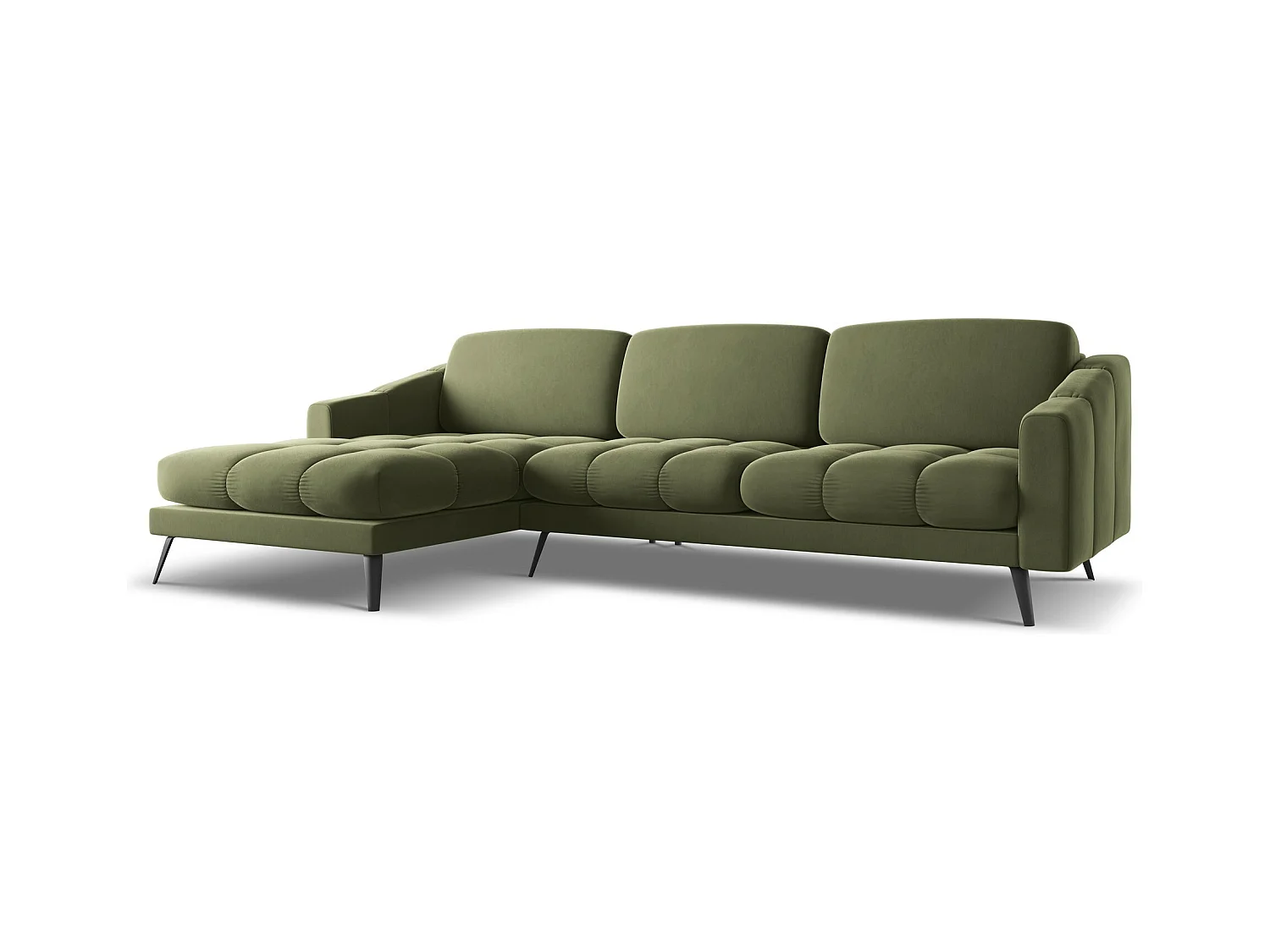 Ecksofa - Ecke Links - Samt - Olive - NALU