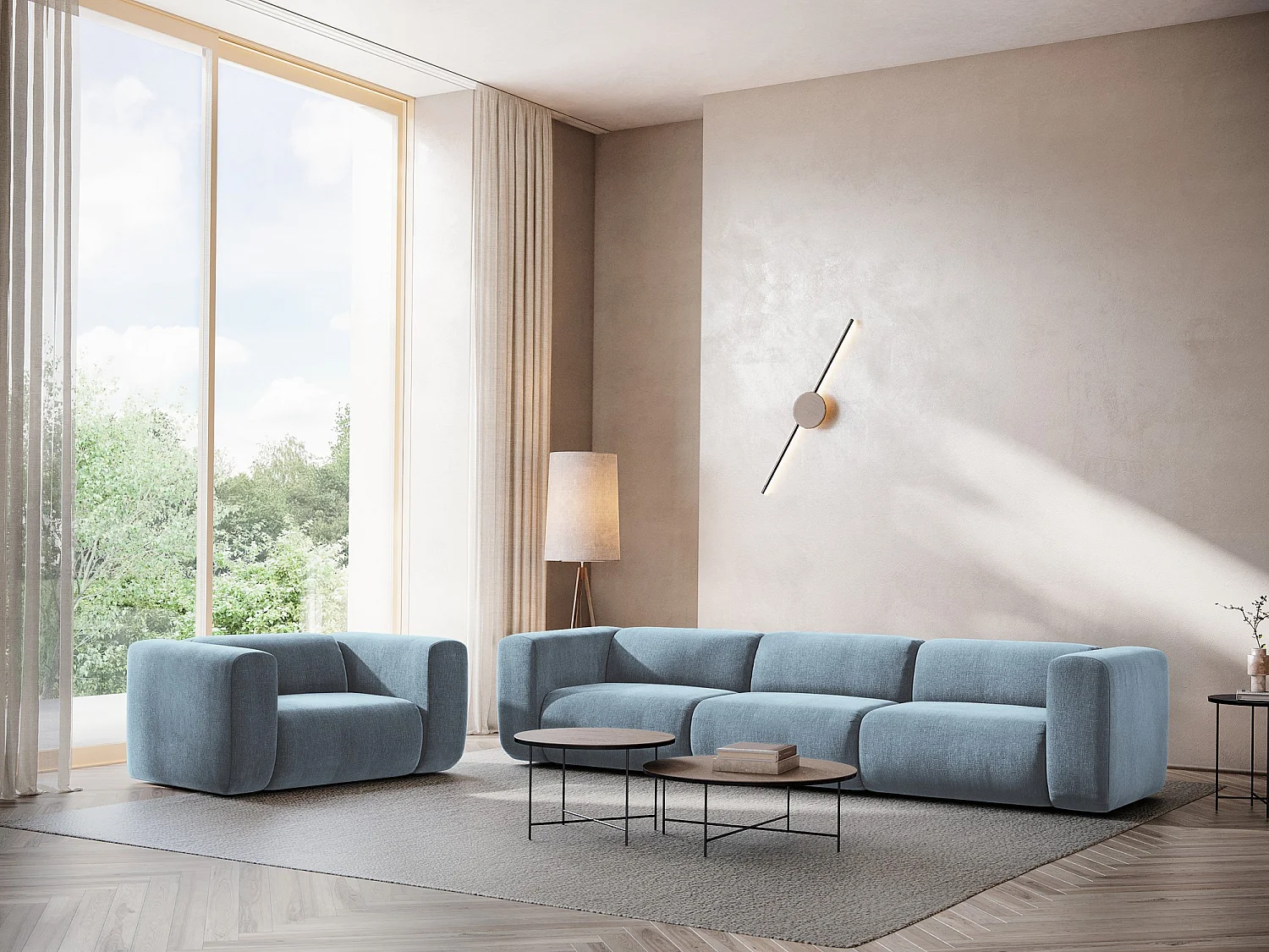 Modulares 4-Sitzer Sofa - - Chenille - Jeans - EKAHI