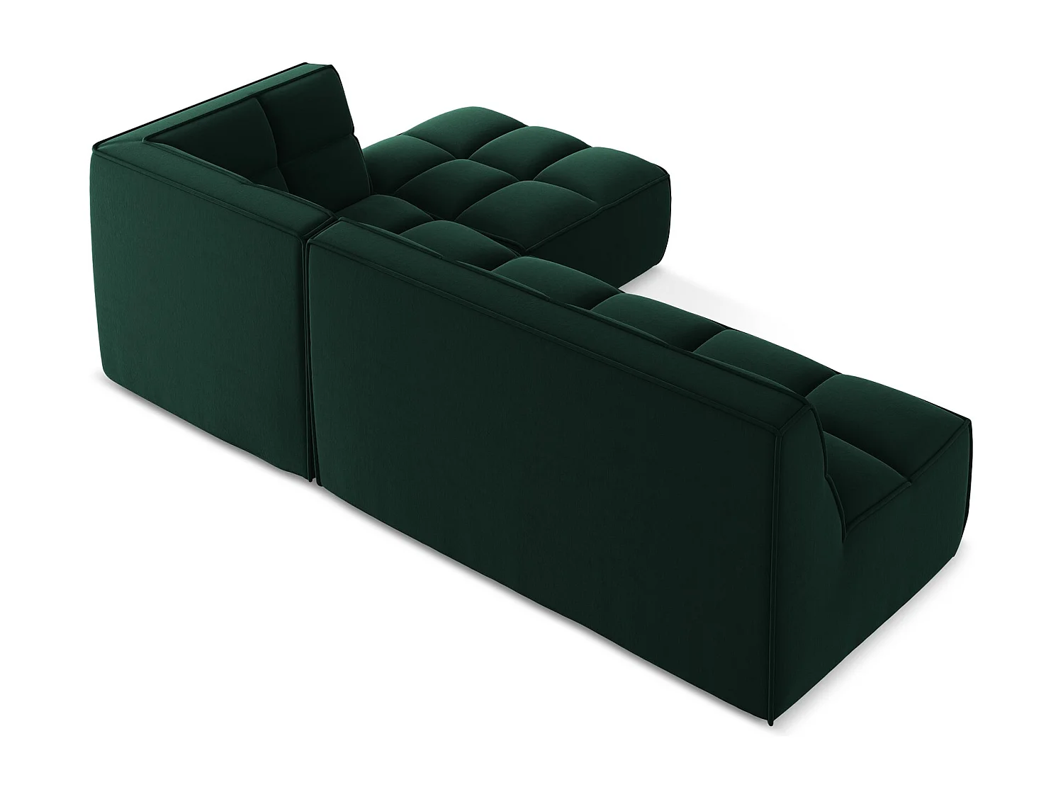 4-Sitzer Modulares Ecksofa - Ecke Rechts - Samt - Flaschengrün - KALAI