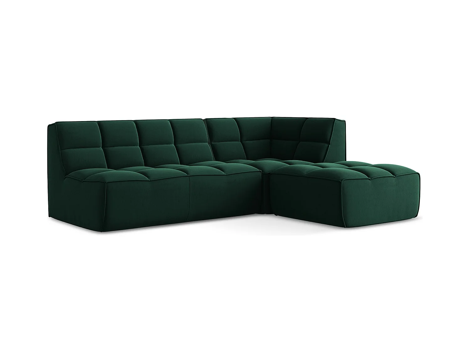 4-Sitzer Modulares Ecksofa - Ecke Rechts - Samt - Flaschengrün - KALAI