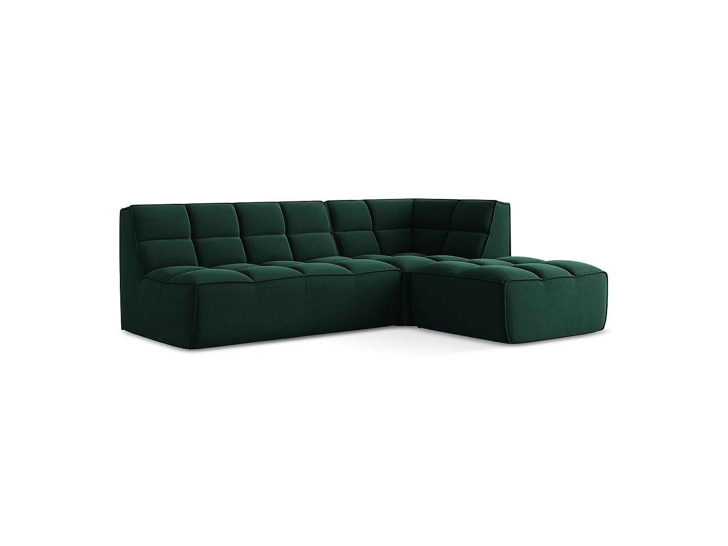 4-Sitzer Modulares Ecksofa - Ecke Rechts - Samt - Flaschengrün - BELLUNO