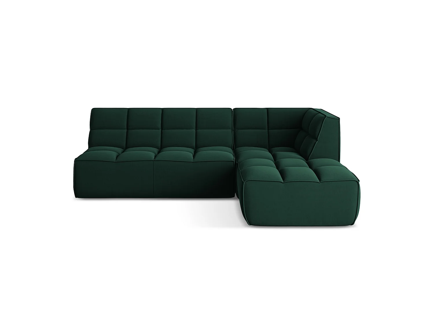 4-Sitzer Modulares Ecksofa - Ecke Rechts - Samt - Flaschengrün - BELLUNO