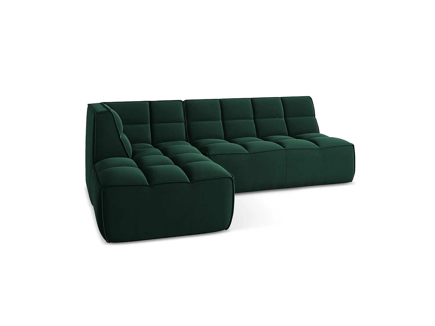 4-Sitzer Modulares Ecksofa - Ecke Rechts - Samt - Flaschengrün - BELLUNO