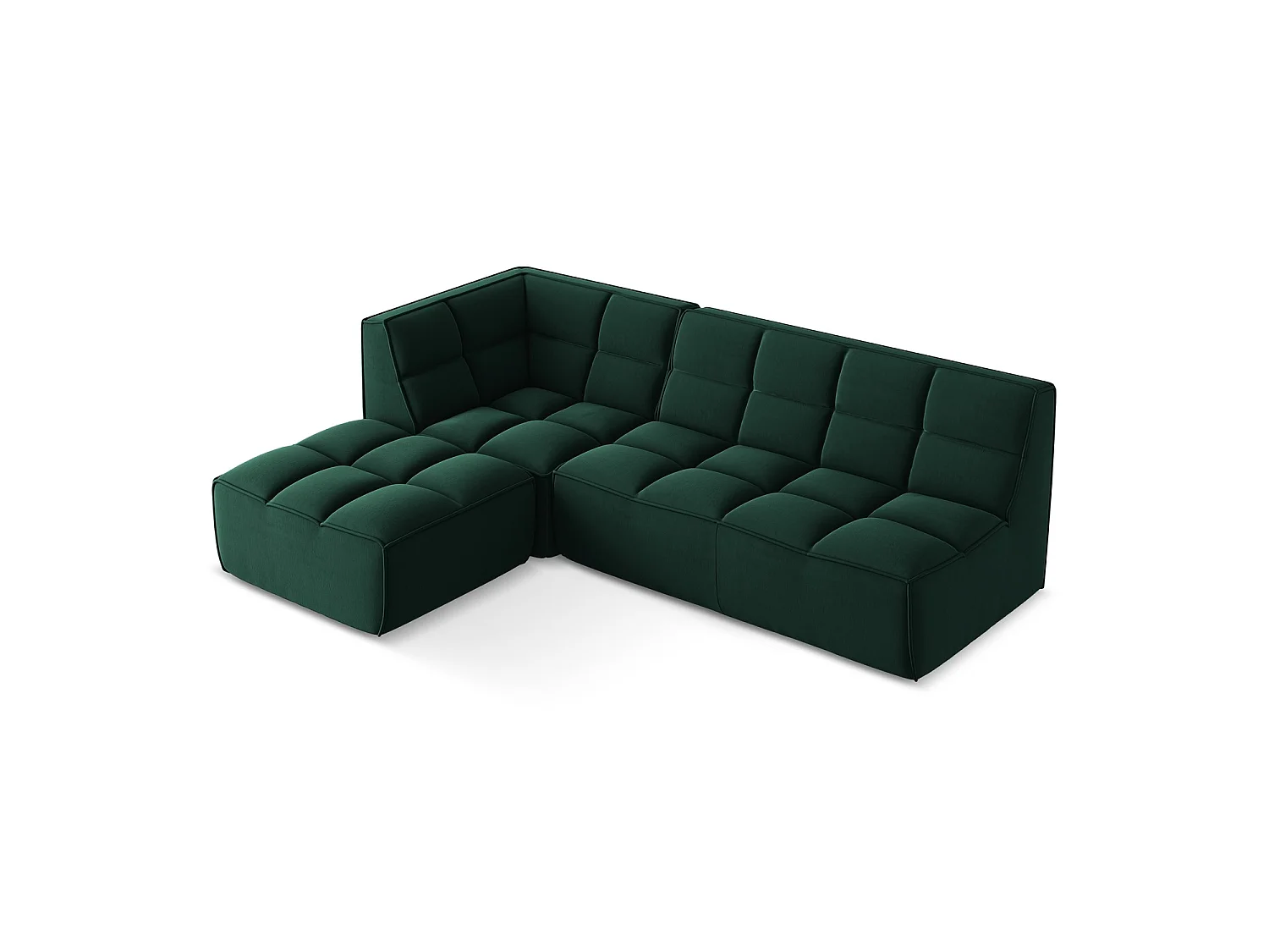 4-Sitzer Modulares Ecksofa - Ecke Rechts - Samt - Flaschengrün - BELLUNO