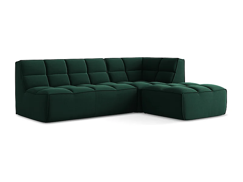 Modulaire hoekbank rechts van flessengroen velours - KALAI