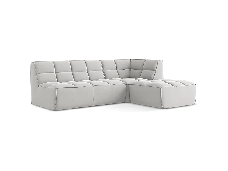 4-Sitzer Modulares Ecksofa - Ecke Rechts - Samt - Silber - KALAI