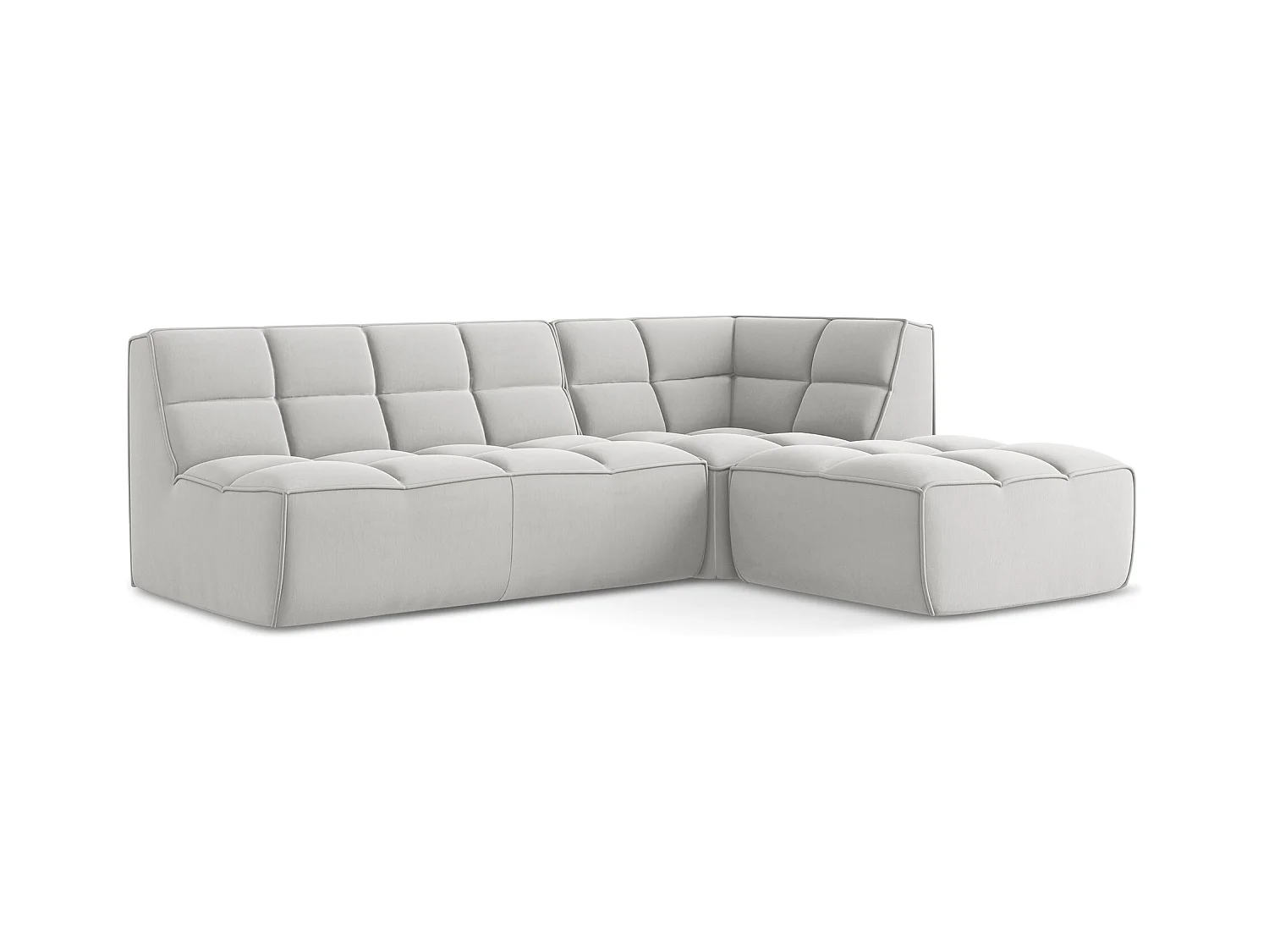 4-Sitzer Modulares Ecksofa - Ecke Rechts - Samt - Silber - KALAI