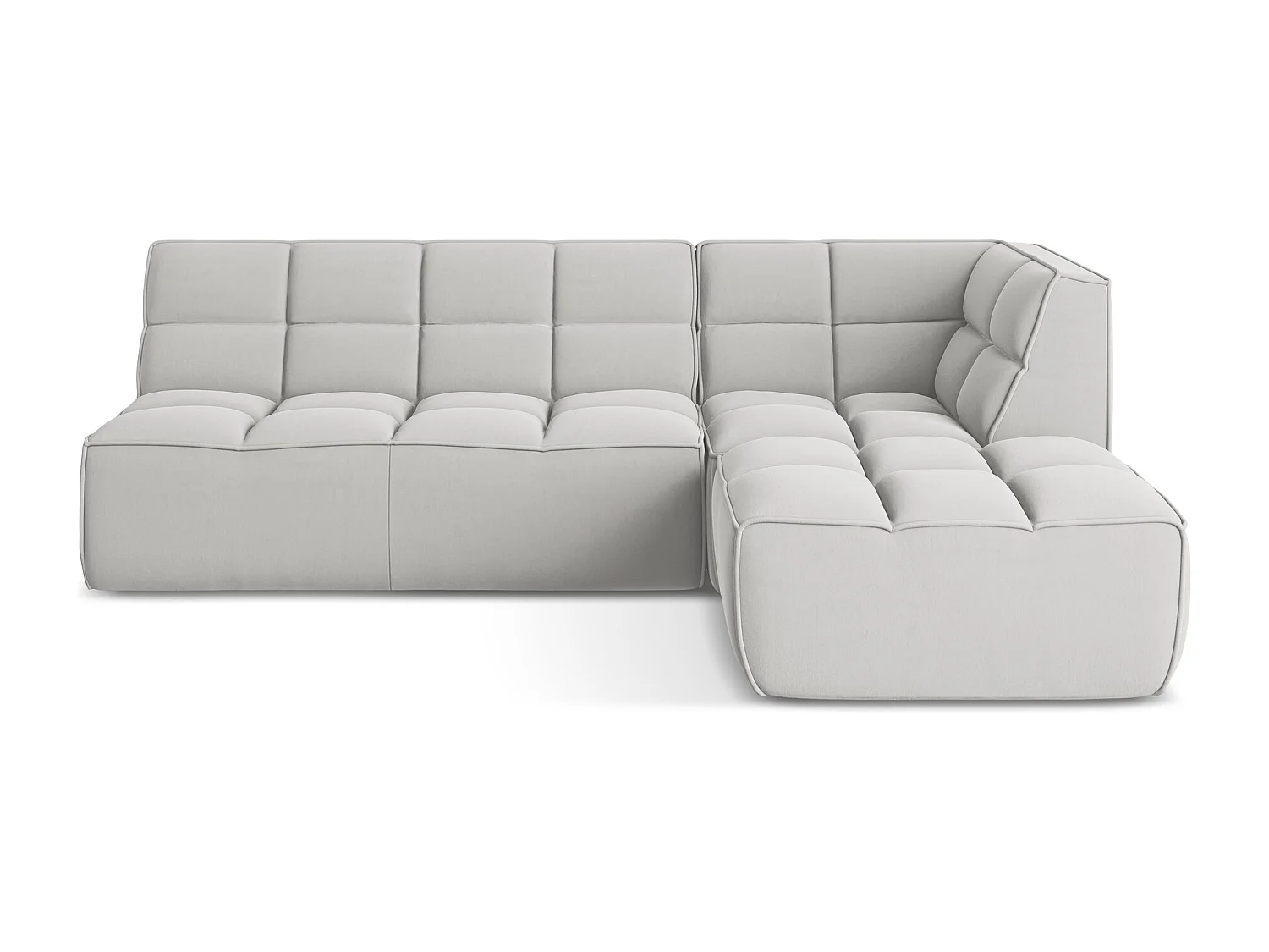 Canapé d'angle 4 places modulaire droit en velours - argent - KALAI