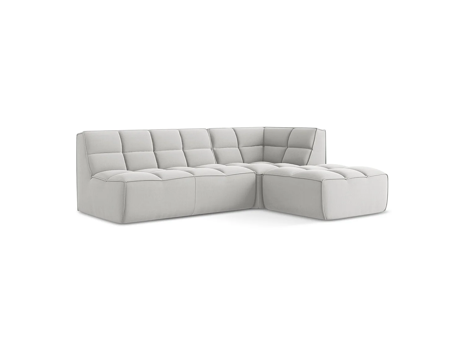 4-Sitzer Modulares Ecksofa - Ecke Rechts - Samt - Silber - BELLUNO