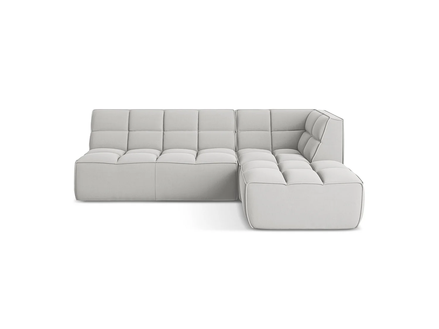 4-Sitzer Modulares Ecksofa - Ecke Rechts - Samt - Silber - BELLUNO