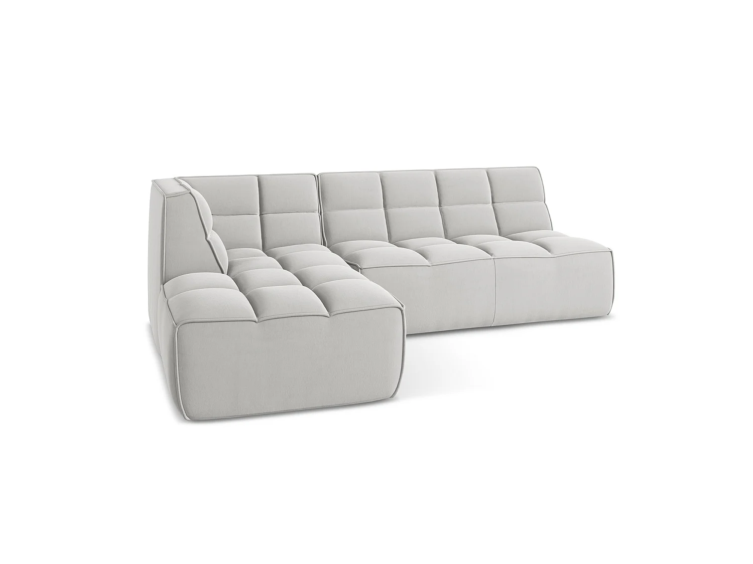 4-Sitzer Modulares Ecksofa - Ecke Rechts - Samt - Silber - BELLUNO