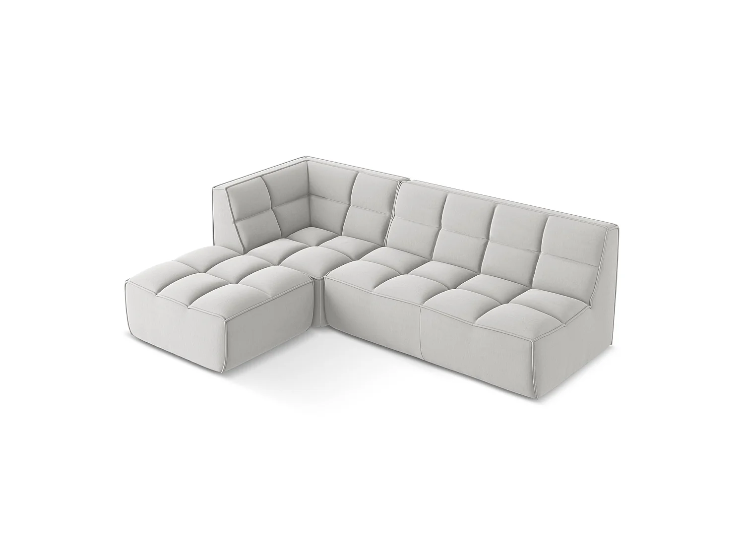 4-Sitzer Modulares Ecksofa - Ecke Rechts - Samt - Silber - BELLUNO