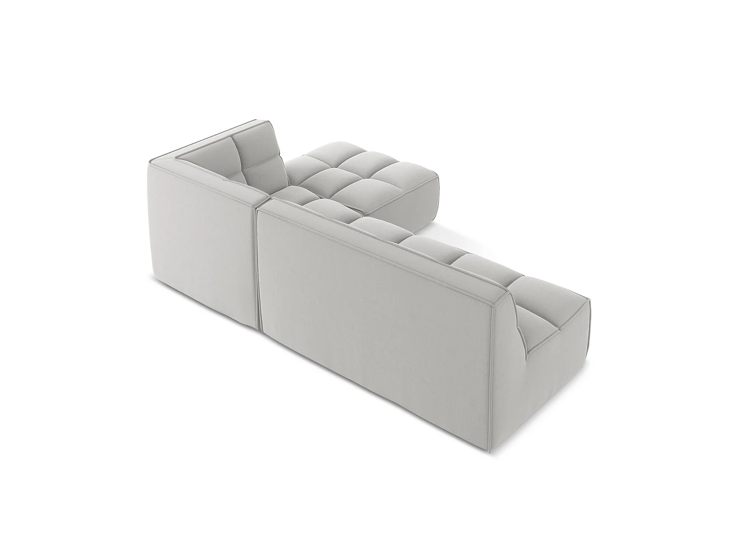 4-Sitzer Modulares Ecksofa - Ecke Rechts - Samt - Silber - BELLUNO