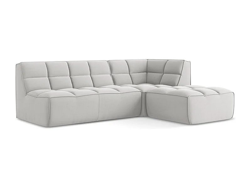 4-Sitzer Modulares Ecksofa - Ecke Rechts - Samt - Silber - KALAI