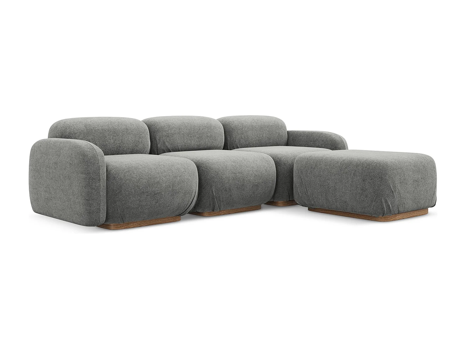 Modulares Ecksofa Beidseitig - - Bouclé - Graubeige - AILANI