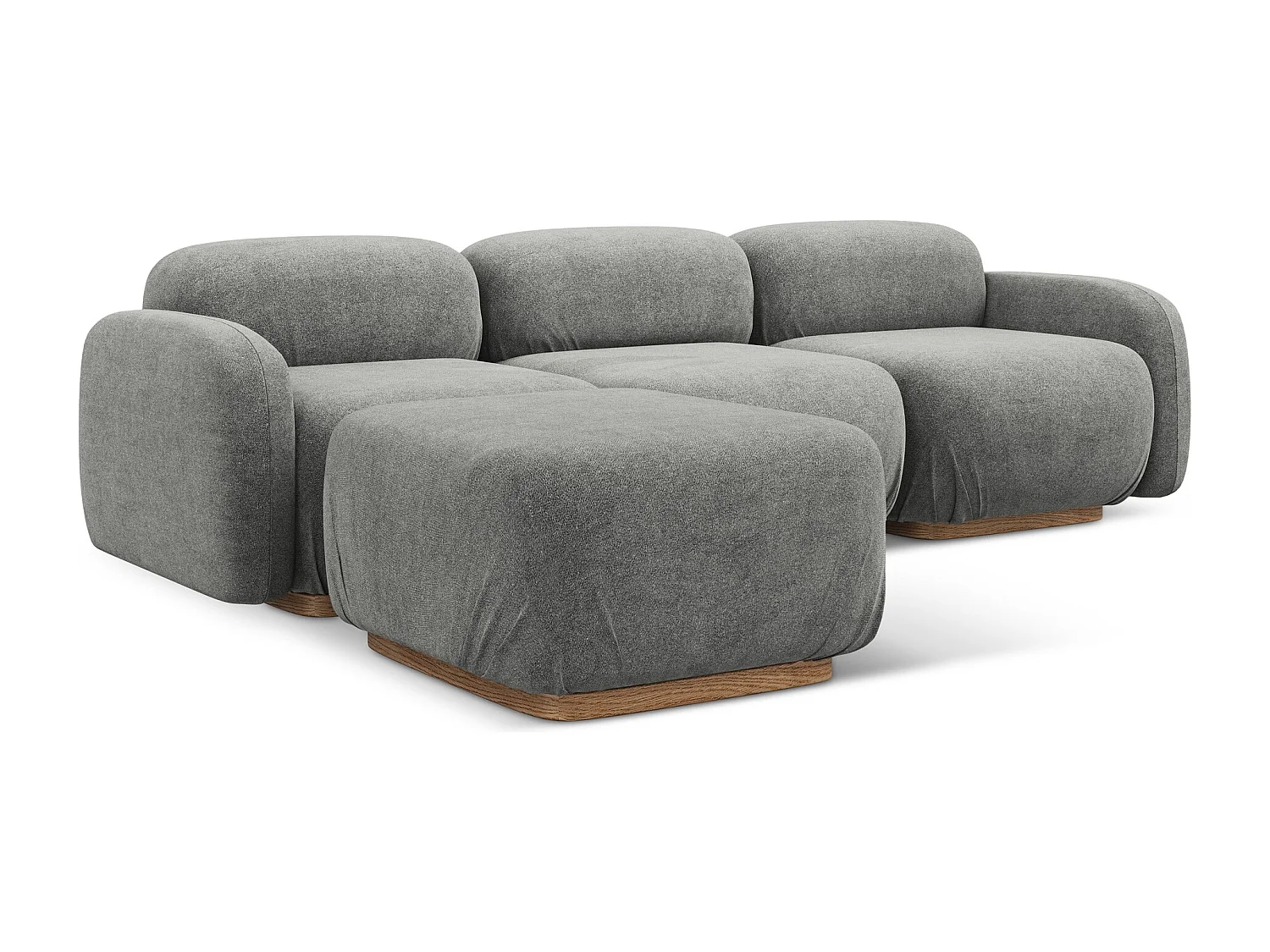 Modulares Ecksofa Beidseitig - - Bouclé - Graubeige - AILANI