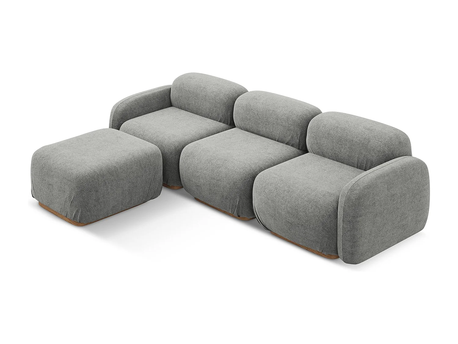 Modulares Ecksofa Beidseitig - - Bouclé - Graubeige - AILANI