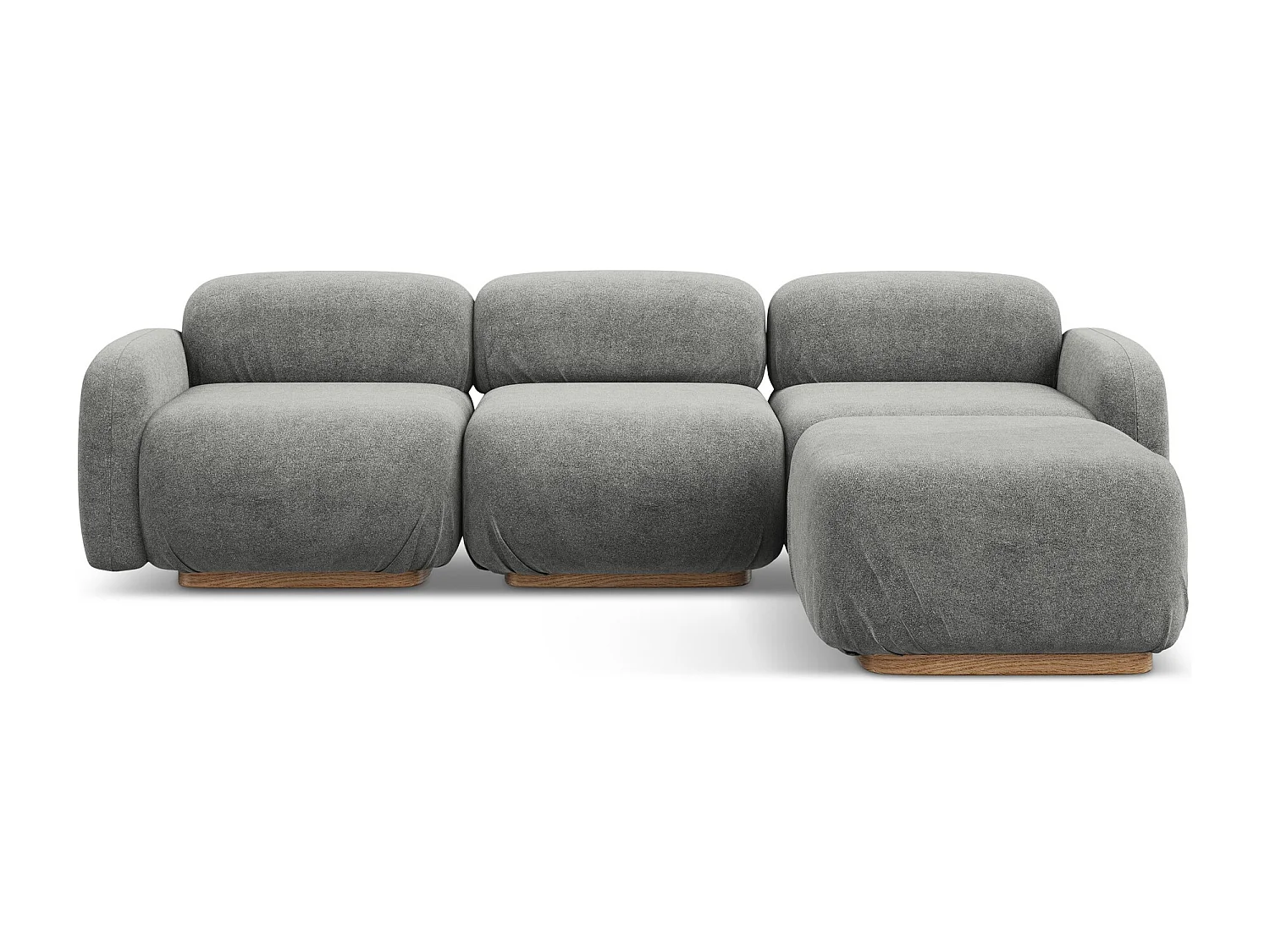 Canapé d'angle réversible en tissu bouclette - beige gris - AILANI