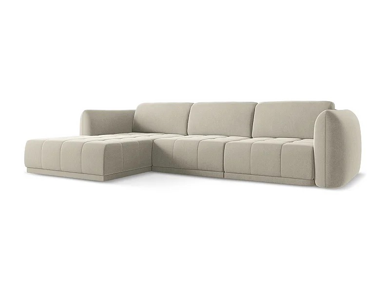 Ecksofa - Ecke Links - Samt - Perle - HOKU