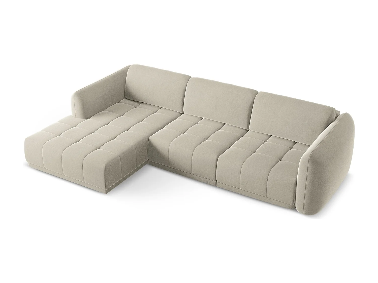 Narożnik lewostronny - z tkaniny welwetowej - perłowy - HOKU