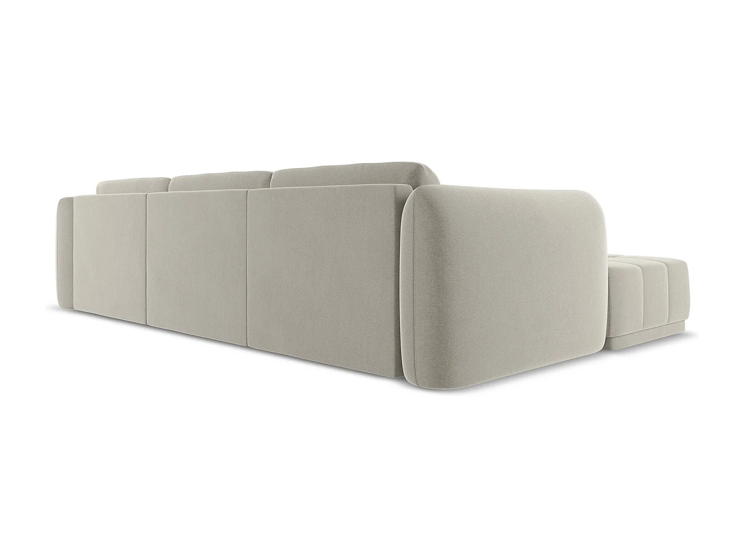 Canapé d'angle gauche en velours - perle - HOKU